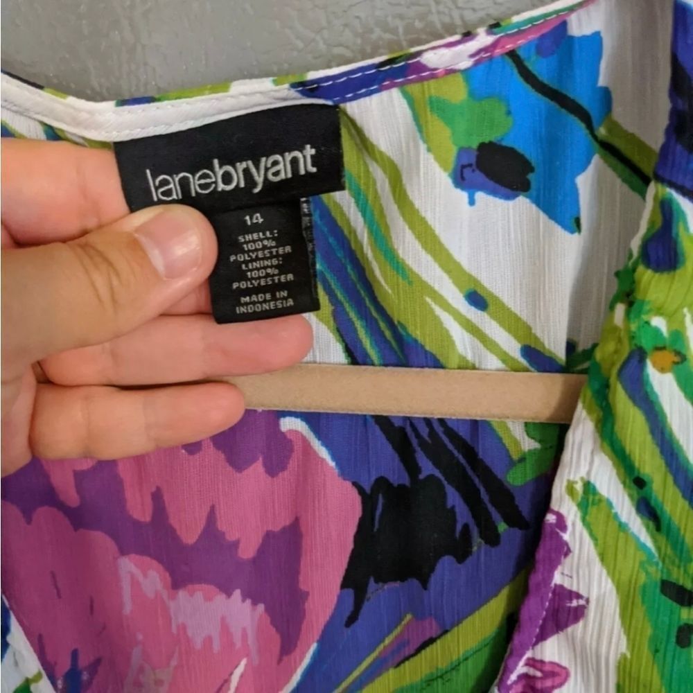 LANE Bryant 14 Lined Sleeveless Tank Floral fall spring shell Easter vacation - Picture 4 of 5